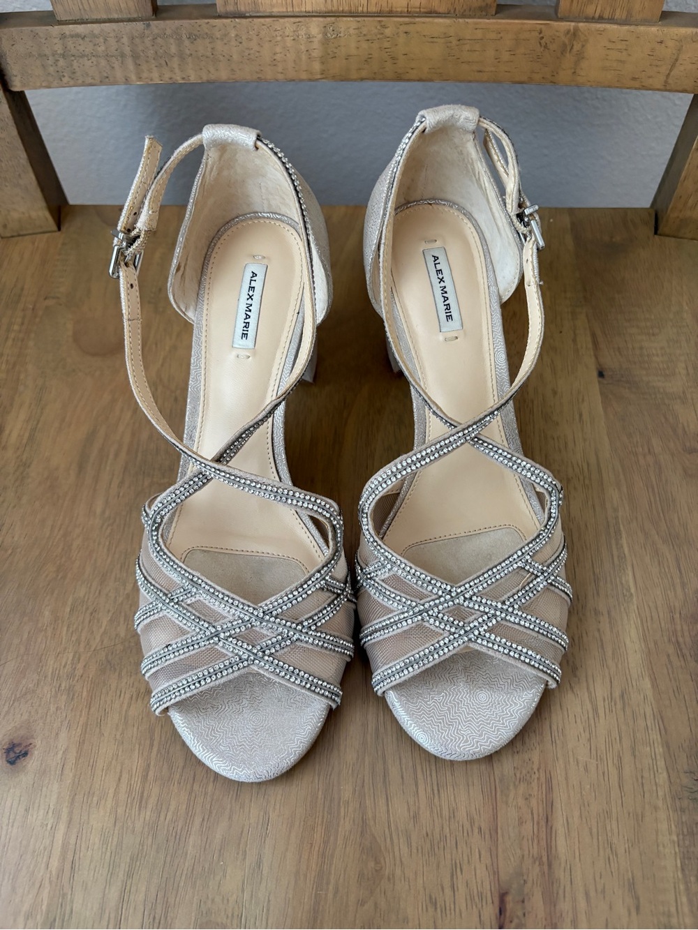 Alex Marie Metallic Champagne Strappy Heels Size 8